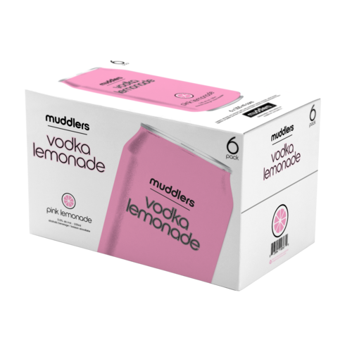 Muddlers Vodka Pink Lemonade 6 x 355mL