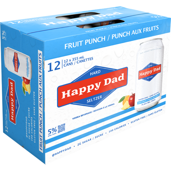 Happy Dad Hard Seltzer Fruit Punch - 12 x 355 mL