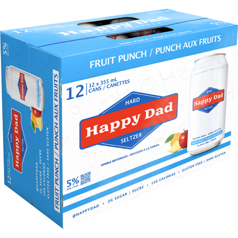 Happy Dad Hard Seltzer Fruit Punch - 12 x 355 mL