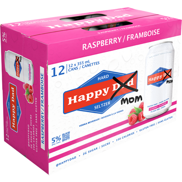 Happy Dad Hard Seltzer Raspberry - 12 x 355 mL
