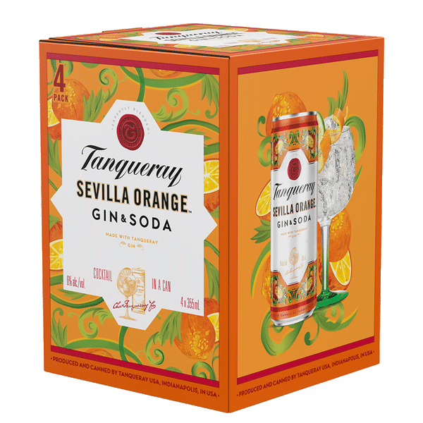 Tanqueray Sevilla Orange Gin & Soda - 4 x 355mL