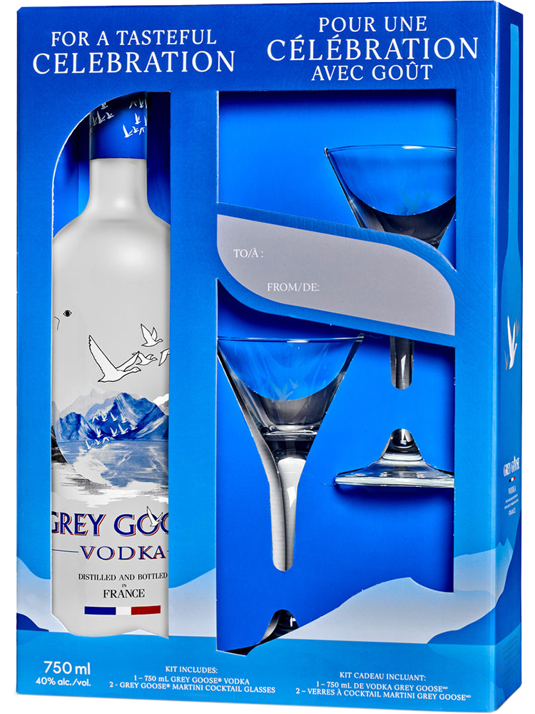 Grey Goose with Martini Glasses Gift Pack