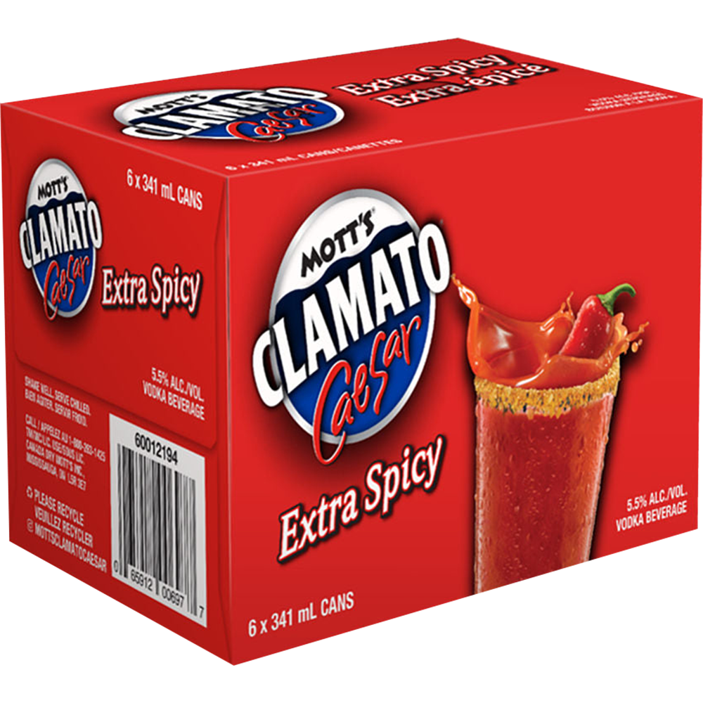 Mott's Clamato Caesar Extra Spicy - 6 x 341 mL