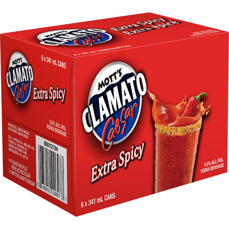 Mott's Clamato Caesar Extra Spicy - 6 x 341 mL