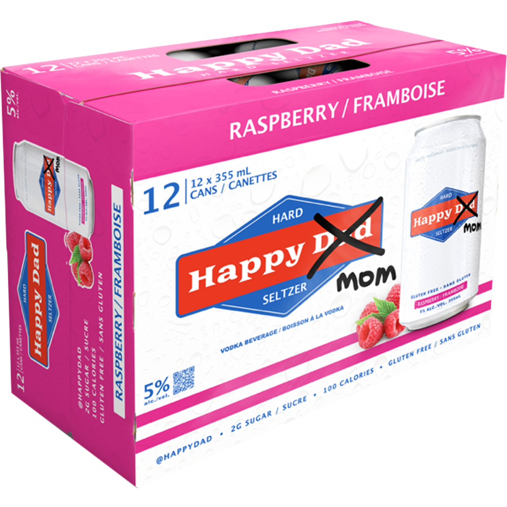 Happy Dad Hard Seltzer Raspberry - 12 x 355 mL