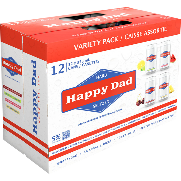 Happy Dad Hard Seltzer Variety Pack - 12 x 355 mL