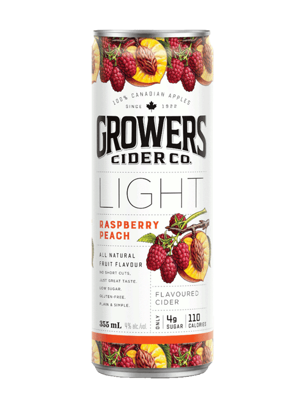 Growers Light Peach Raspberry Cider - 4 x 355mL