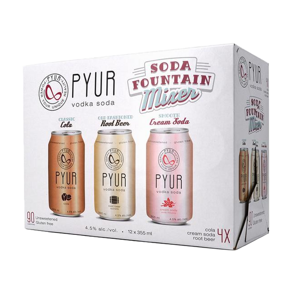 PYUR Vodka Soda Fountain Mixer Pack - 12 x 355mL