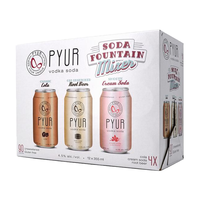 PYUR Vodka Soda Fountain Mixer Pack - 12 x 355mL