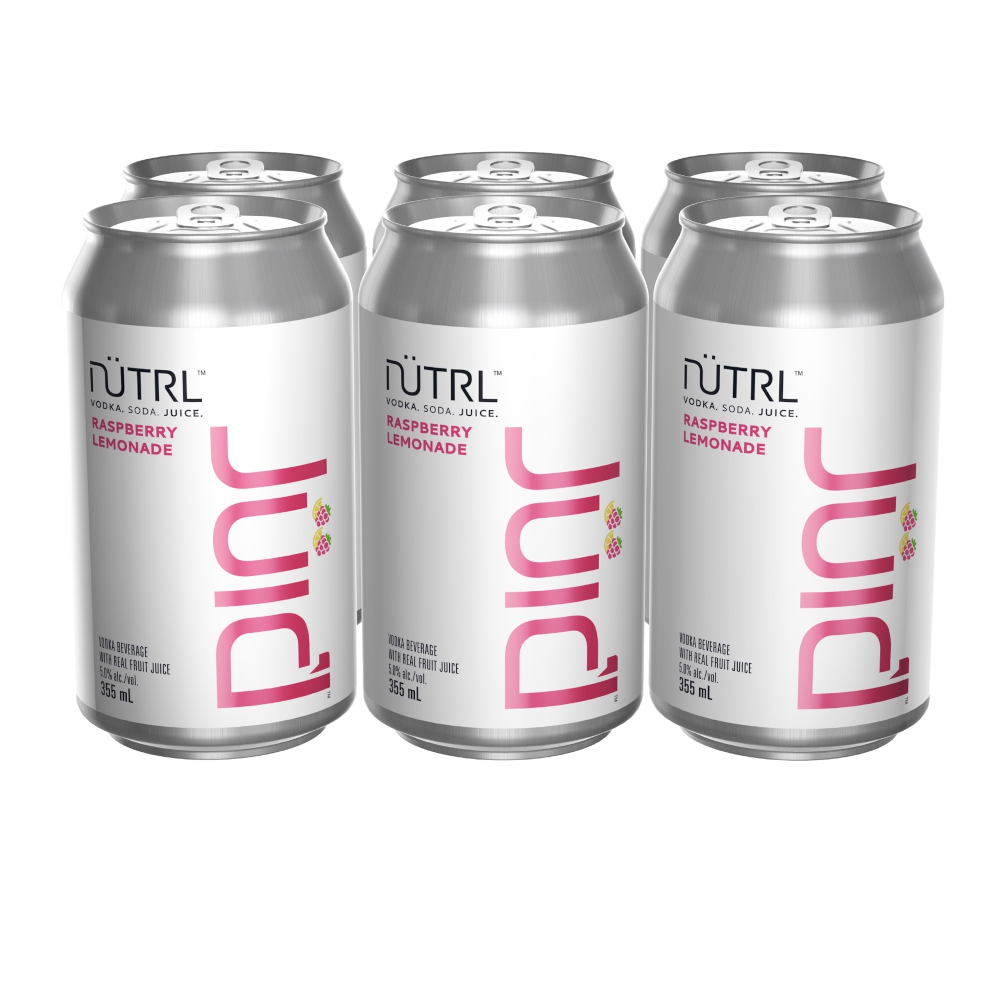 Nutrl Vodka Soda Juic'd Raspberry Lemon - 6 x 355mL