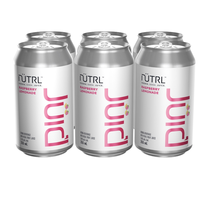 Nutrl Vodka Soda Juic'd Raspberry Lemon - 6 x 355mL