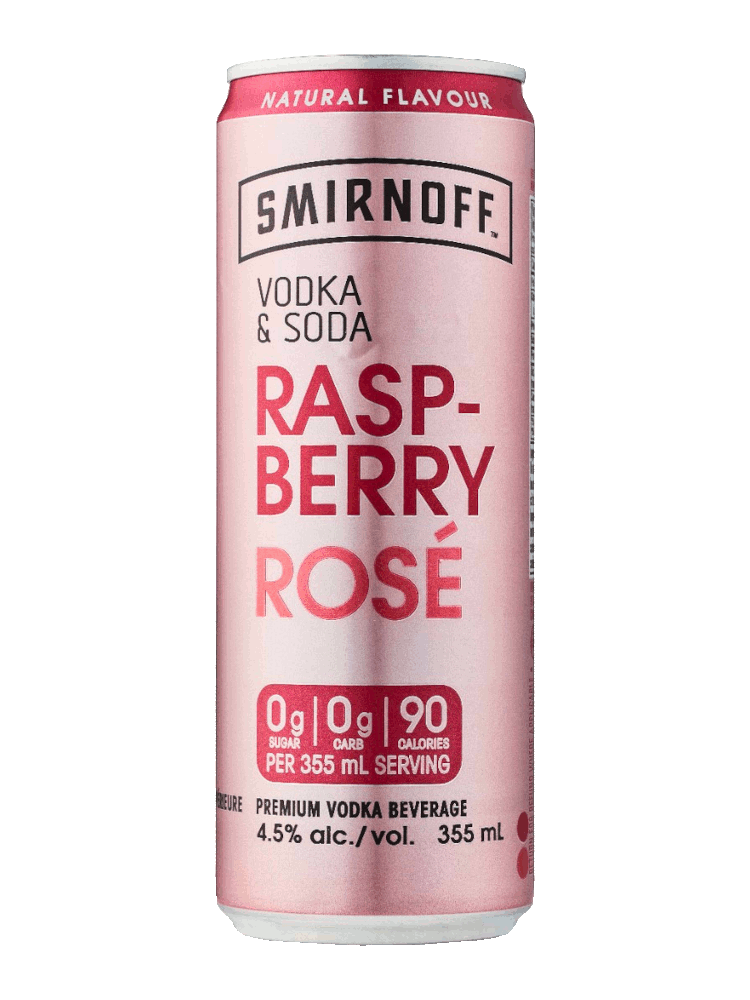 Smirnoff Vodka & Soda Raspberry Rose - 4 x 355mL