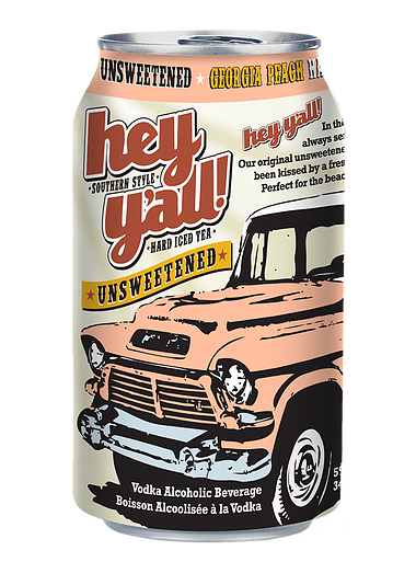 Hey Y'all Unsweetened Peach Iced Tea - 6 x 341 mL