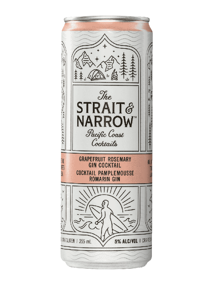 Strait & Narrow Grapefruit Rosemary Gin Cocktail - 6 x 355mL